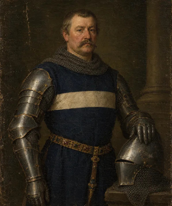 An artist’s impression of Sir William Charteris of Kinfauns, 1378